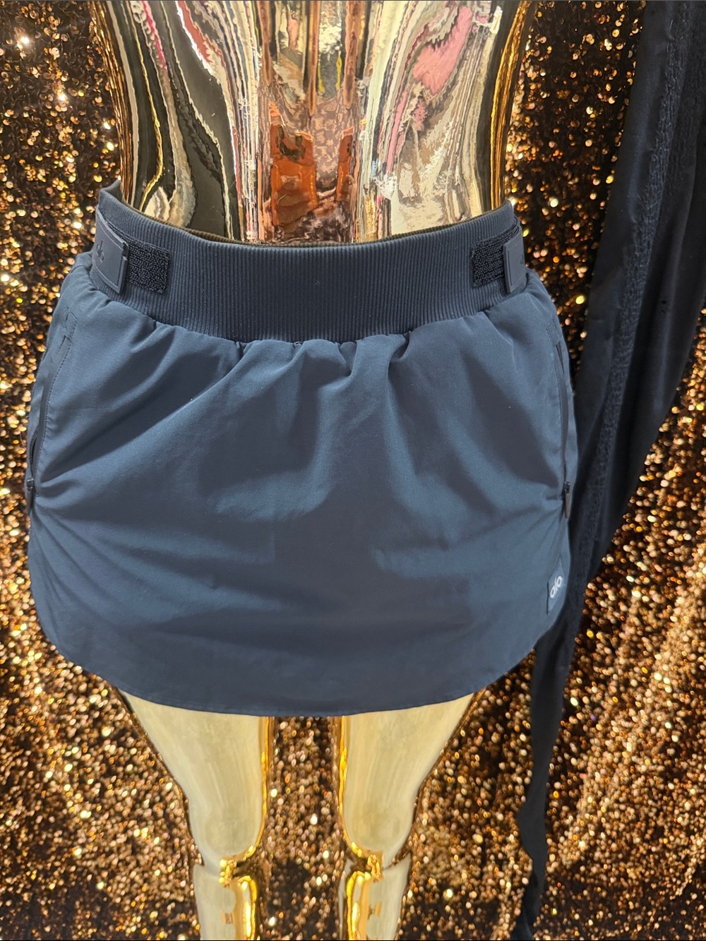 ALO Yoga Black Active Skort with Ribbed Waistband